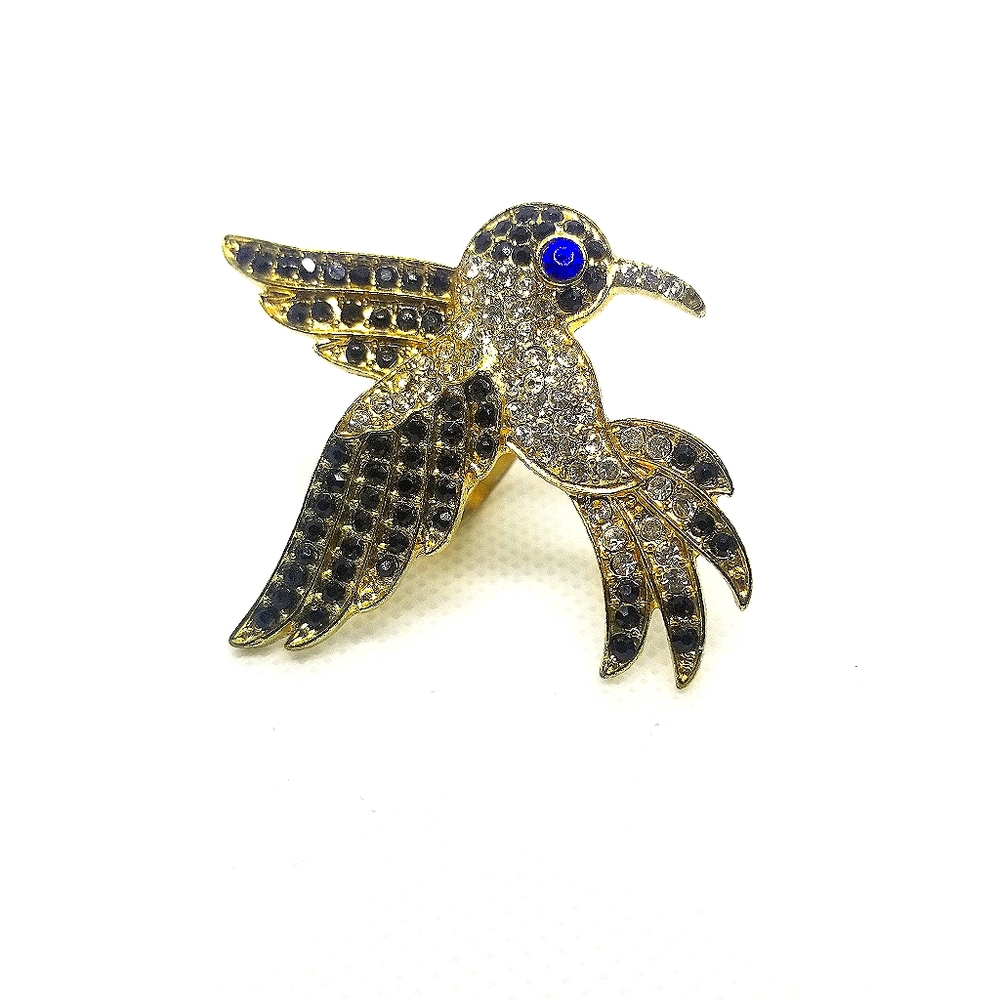 🍍3 for $25 SALE Crystal Humingbird gold tone Ring - Picture 2 of 3